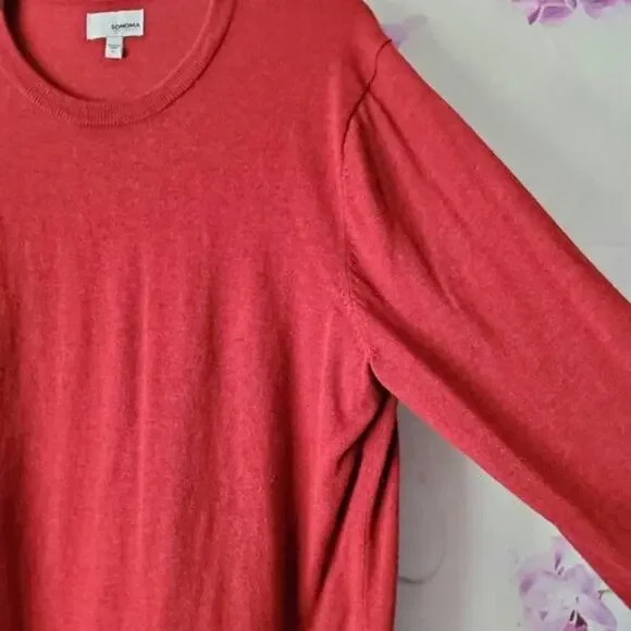 Sonoma Brick Red Soft Knit Crew Neck Sweater L - Picture 7 of 9